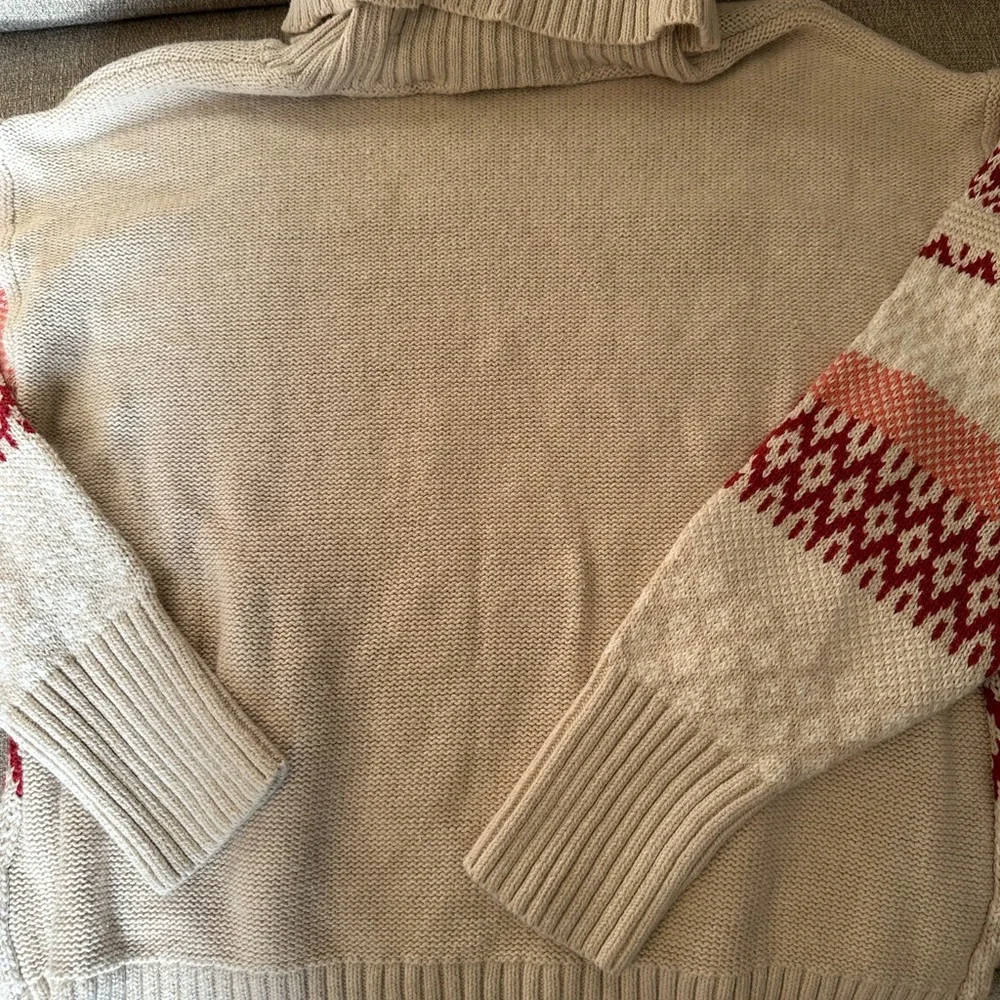 FRYE AND CO. Turtleneck Sweater - Cream, Red, Pink - Picture 5 of 6